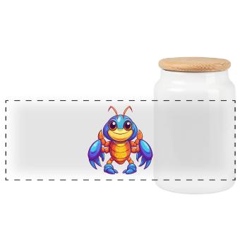 Craw coloré Kawaii Dessin animé Personnage Clipart - Boîte à biscuits avec couvercle en bois - blanc - Devant