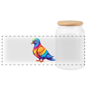 Colombe coloré Kawaii Dessin animé Personnage Clipart - Boîte à biscuits avec couvercle en bois - blanc - Devant