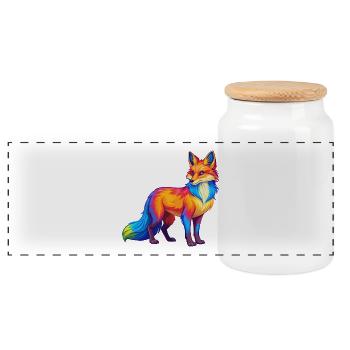 Fuchs Bunte Kawaii Cartoon Figur Clipart - Panorama Keksdose mit Holzdeckel - Weiß - Vorne