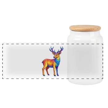 Hirsch Bunte Kawaii Cartoon Charakter Clipart - Panorama Keksdose mit Holzdeckel - Weiß - Vorne