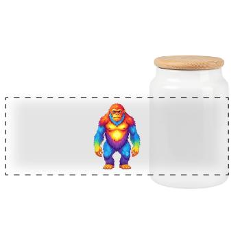 Big Foot coloré Kawaii Dessin animé Personnage Clipart - Boîte à biscuits avec couvercle en bois - blanc - Devant