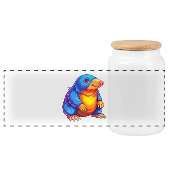 Taupe coloré Kawaii Dessin animé Personnage Clipart - Boîte à biscuits avec couvercle en bois - blanc - Devant