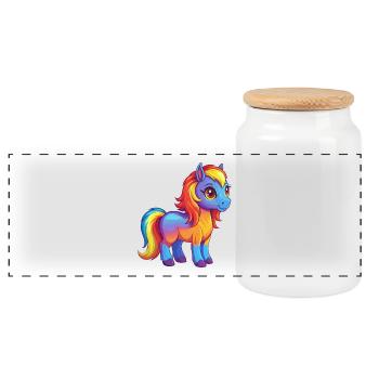 Ponny coloré Kawaii Dessin animé Personnage Clipart - Boîte à biscuits avec couvercle en bois - blanc - Devant
