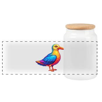 Mouette Coloré Kawaii Dessin Animé Personnage Clipart - Boîte à biscuits avec couvercle en bois - blanc - Devant