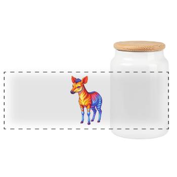 Okapi Bunte Kawaii Cartoon Figur Clipart - Panorama Keksdose mit Holzdeckel - Weiß - Vorne