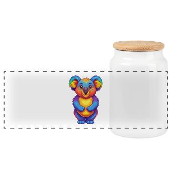 Koala Bunte Kawaii Cartoon Figur Clipart - Panorama Keksdose mit Holzdeckel - Weiß - Vorne