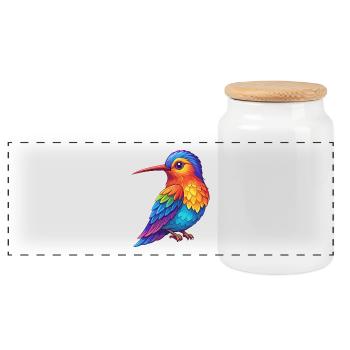 Kolibri Bunte Kawaii Cartoon Figur Haustier - Panorama Keksdose mit Holzdeckel - Weiß - Vorne