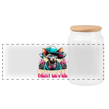 Cornish Rex Next Level Gangster Chat Cadeau - Boîte à biscuits avec couvercle en bois - blanc - Devant