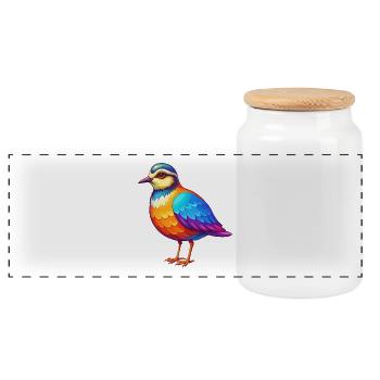 Dotterel coloré Kawaii Dessin animé Personnage Oiseau - Boîte à biscuits avec couvercle en bois - blanc - Devant