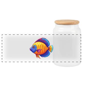 Kaiser Kaiserfisch Bunte Kawaii Cartoon Clipart - Panorama Keksdose mit Holzdeckel - Weiß - Vorne
