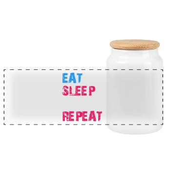EAT SLEEP CRYPTO REPEAT - Panoramic Cookie Jar with Wooden Lid - white - Front