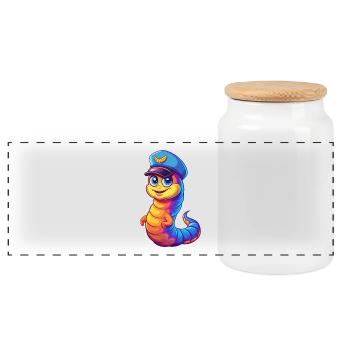 Ver marin Coloré Kawaii Dessin animé Animal marin - Boîte à biscuits avec couvercle en bois - blanc - Devant