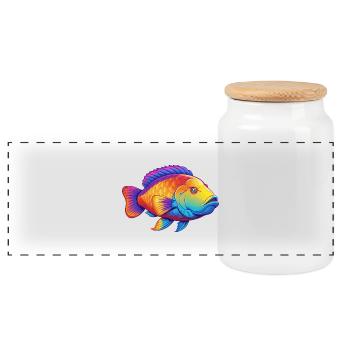 Napoleon Lippfisch Buntes Kawaii Cartoon Meerestier - Panorama Keksdose mit Holzdeckel - Weiß - Vorne