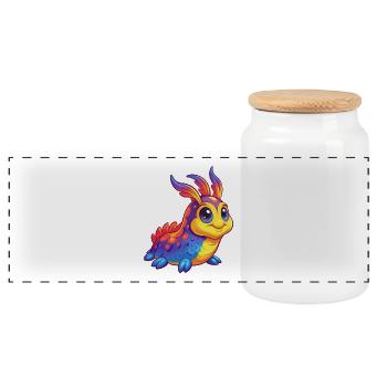 Sea Slug Bunt Kawaii Cartoon Meerestier - Panorama Keksdose mit Holzdeckel - Weiß - Vorne