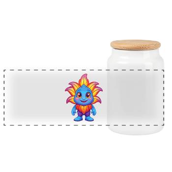 Seelilie Buntes Kawaii Cartoon Meerestier - Panorama Keksdose mit Holzdeckel - Weiß - Vorne