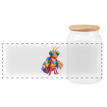Pfau Mantis Garnelen Bunte Kawaii Karikatur - Panorama Keksdose mit Holzdeckel - Weiß - Vorne