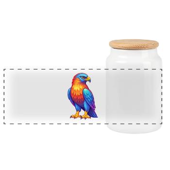 Falke Bunte Kawaii Cartoon Figur Vogel - Panorama Keksdose mit Holzdeckel - Weiß - Vorne