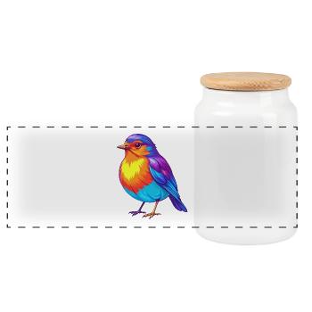 Amerikanischer Robin Bunte Kawaii Zeichentrickfigur - Panorama Keksdose mit Holzdeckel - Weiß - Vorne