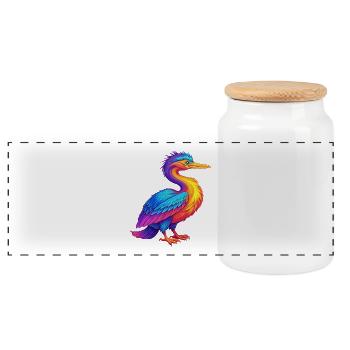 Anhinga Bunte Kawaii Cartoon Figur Vogel - Panorama Keksdose mit Holzdeckel - Weiß - Vorne