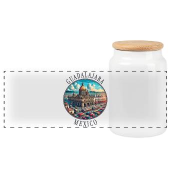 Design de voyage à Guadalajara au Mexique - Boîte à biscuits avec couvercle en bois - blanc - Devant