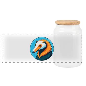 fourmilier mignon Kawaii dessin animé animal animal logo - Boîte à biscuits avec couvercle en bois - blanc - Devant