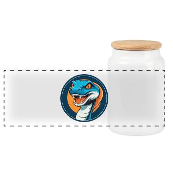 Anaconda Niedliches Kawaii Cartoon Tier Haustier Logo - Panorama Keksdose mit Holzdeckel - Weiß - Vorne
