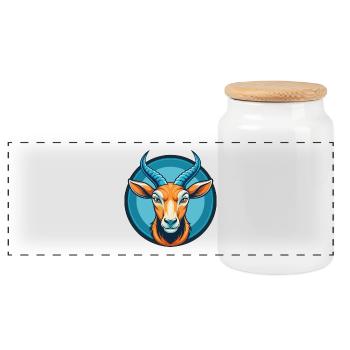antilope mignon kawaii dessin animé animal de compagnie logo - Boîte à biscuits avec couvercle en bois - blanc - Devant