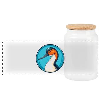 Avocet Niedliche Kawaii Cartoon Clipart Tier Haustier Logo - Panorama Keksdose mit Holzdeckel - Weiß - Vorne