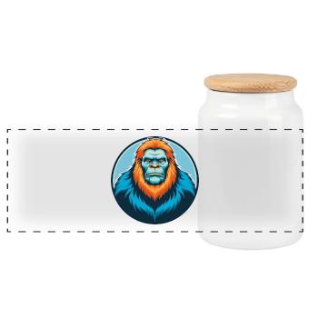 BigFoot mignon drôle Kawaii dessin animé Animal Animal Pet Logo - Boîte à biscuits avec couvercle en bois - blanc - Devant