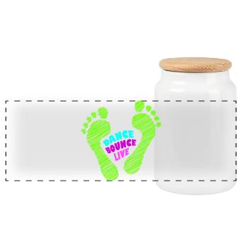 Dance Bounce Live barefoot NEON green - Panoramic Cookie Jar with Wooden Lid - white - Front