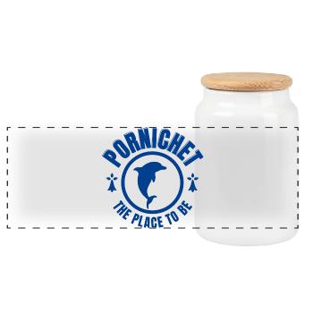 Bretagne, Pornichet, vacances d'été - Boîte à biscuits avec couvercle en bois - blanc - Devant
