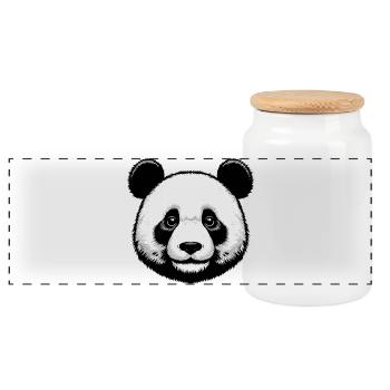 Panda - Panorama Keksdose mit Holzdeckel - Weiß - Vorne