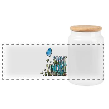 Watercolor Map Saint Vincent & the Grenadines - Panoramic Cookie Jar with Wooden Lid - white - Front