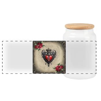 Coeur gothique élégant - Boîte à biscuits avec couvercle en bois - blanc - Devant