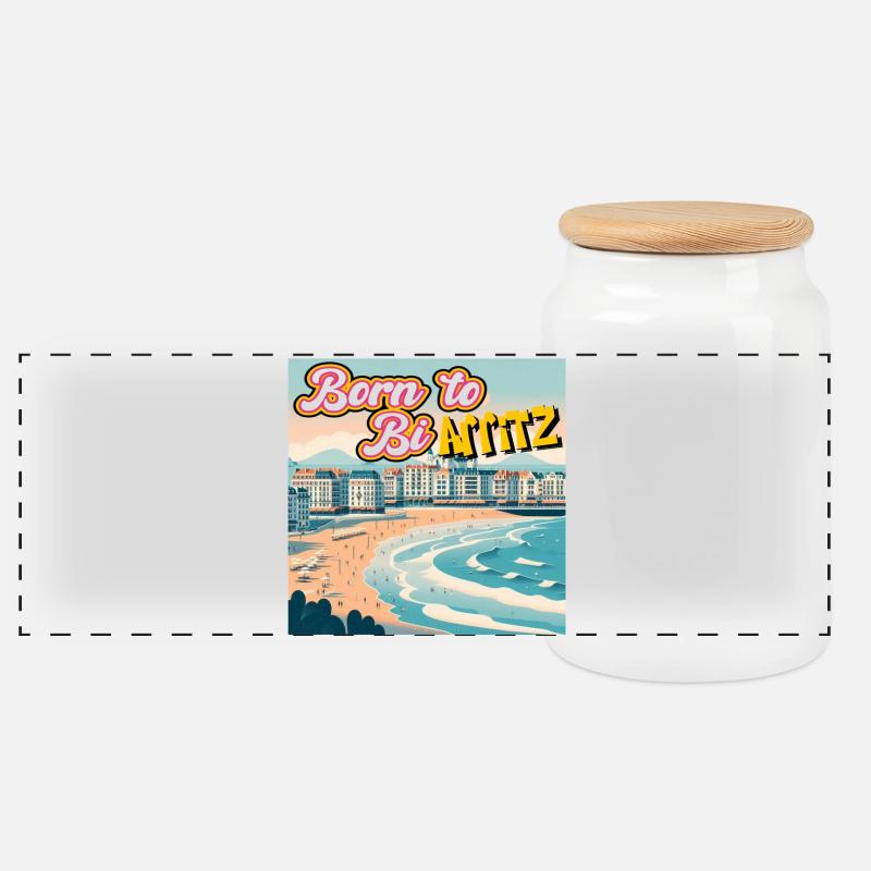 Born to be Arritz - Boîte à biscuits avec couvercle en bois - blanc