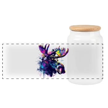Orignal Orignal Tête d’orignal avec casque - Boîte à biscuits avec couvercle en bois - blanc - Devant