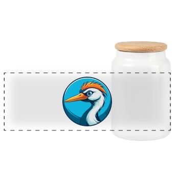 grue mignon kawaii dessin animé clipart animal animal de compagnie logo - Boîte à biscuits avec couvercle en bois - blanc - Devant