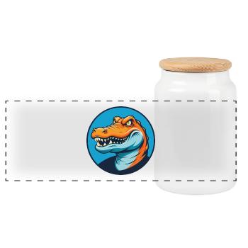 Krokodil Niedliches Kawaii Cartoon Tier Haustier Logo - Panorama Keksdose mit Holzdeckel - Weiß - Vorne