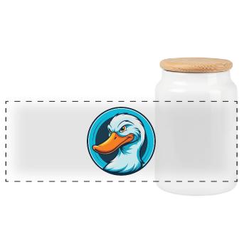 canard mignon kawaii dessin animé clipart animal animal logo - Boîte à biscuits avec couvercle en bois - blanc - Devant
