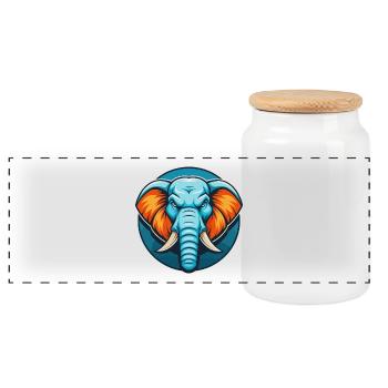 éléphant mignon kawaii dessin animé animal animal logo - Boîte à biscuits avec couvercle en bois - blanc - Devant