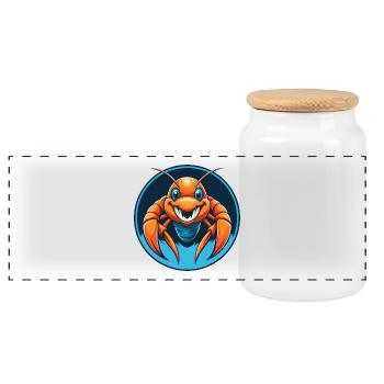 Craw mignon kawaii dessin animé clipart animal de compagnie logo - Boîte à biscuits avec couvercle en bois - blanc - Devant