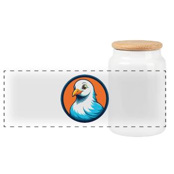 Colombe mignon kawaii dessin animé Clipart Animal Animal Pet Logo - Boîte à biscuits avec couvercle en bois - blanc - Devant