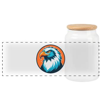 faucon mignon kawaii dessin animé clipart animal animal de compagnie logo - Boîte à biscuits avec couvercle en bois - blanc - Devant