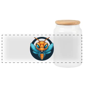 libellule mignon kawaii dessin animé animal animal logo - Boîte à biscuits avec couvercle en bois - blanc - Devant