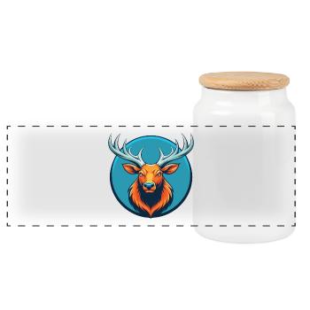 Elk mignon kawaii dessin animé clipart animal de compagnie logo - Boîte à biscuits avec couvercle en bois - blanc - Devant