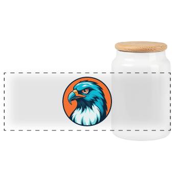faucon mignon kawaii dessin animé clipart animal animal de compagnie logo - Boîte à biscuits avec couvercle en bois - blanc - Devant