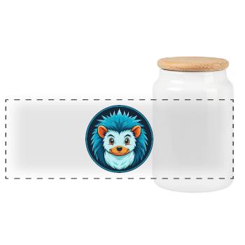 Igel Niedliches Kawaii Cartoon Tier Haustier Logo - Panorama Keksdose mit Holzdeckel - Weiß - Vorne
