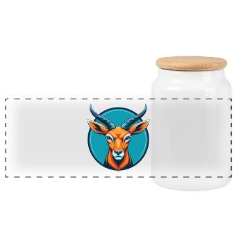 Impala süße Kawaii Cartoon Clipart Tier Haustier Logo - Panorama Keksdose mit Holzdeckel - Weiß - Vorne