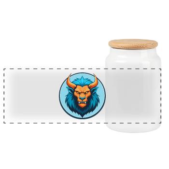Manticore Mignon Kawaii Dessin Animé Animal Animal Pet Logo - Boîte à biscuits avec couvercle en bois - blanc - Devant