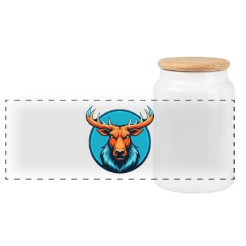 orignal mignon kawaii dessin animé clipart animal animal de compagnie logo - Boîte à biscuits avec couvercle en bois - blanc - Devant